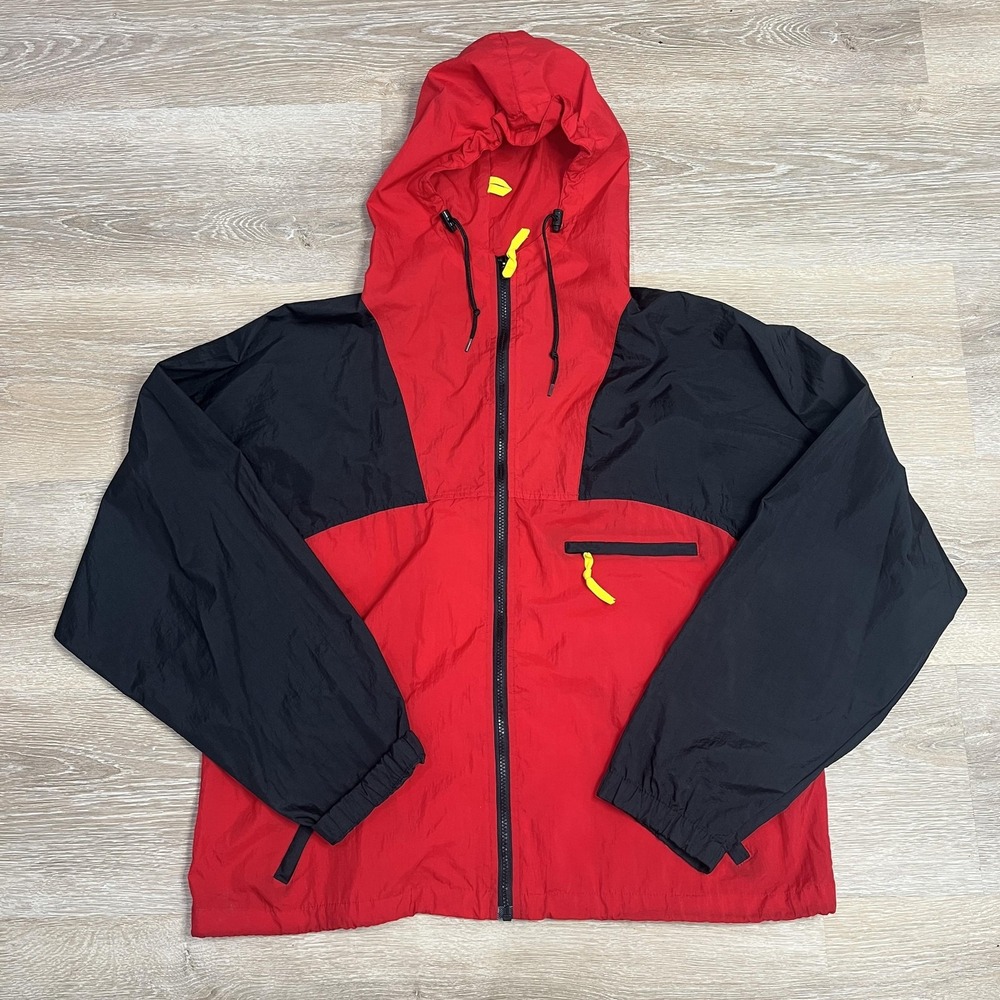 Vintage Marlboro Adventure Team Jacket Mens Large Red Black Nylon Hooded 90s